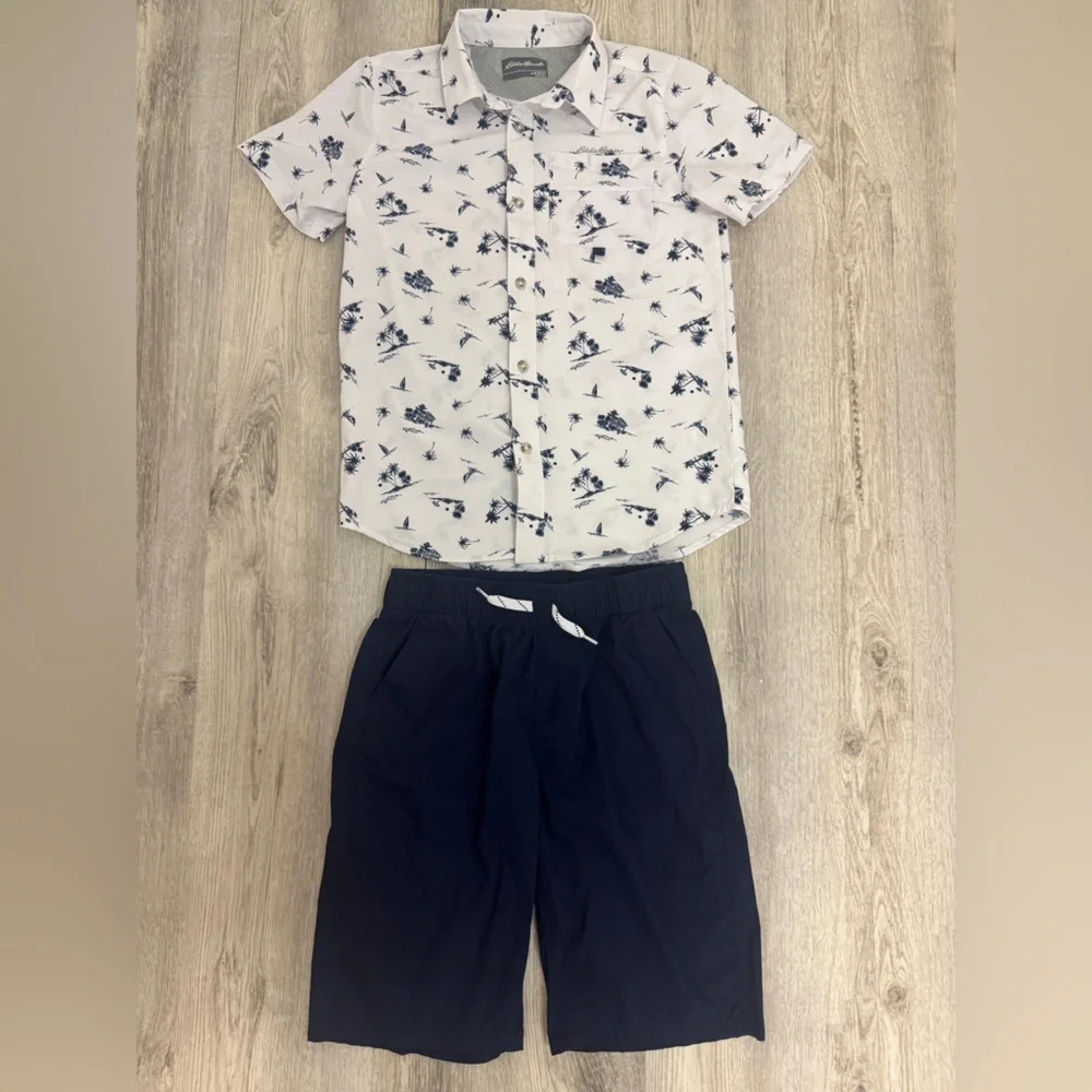 Eddie Bauer White and Navy Tropical Kids Matching Set